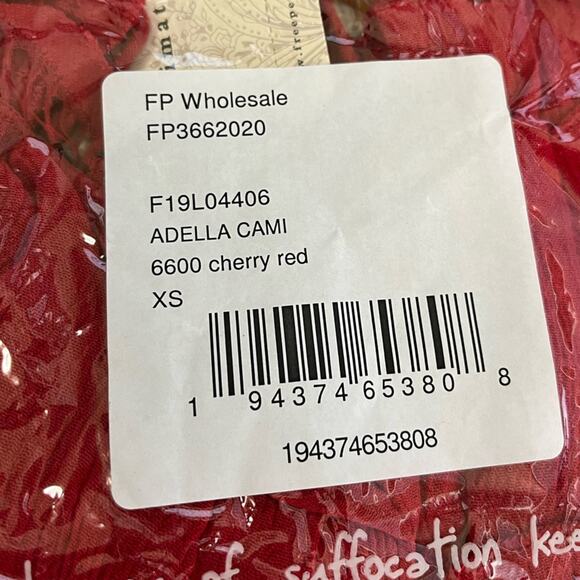 NWT FREE PEOPLE Adella Cami Cherry Red Lace Strappy Size XSmall - Picture 3 of 7